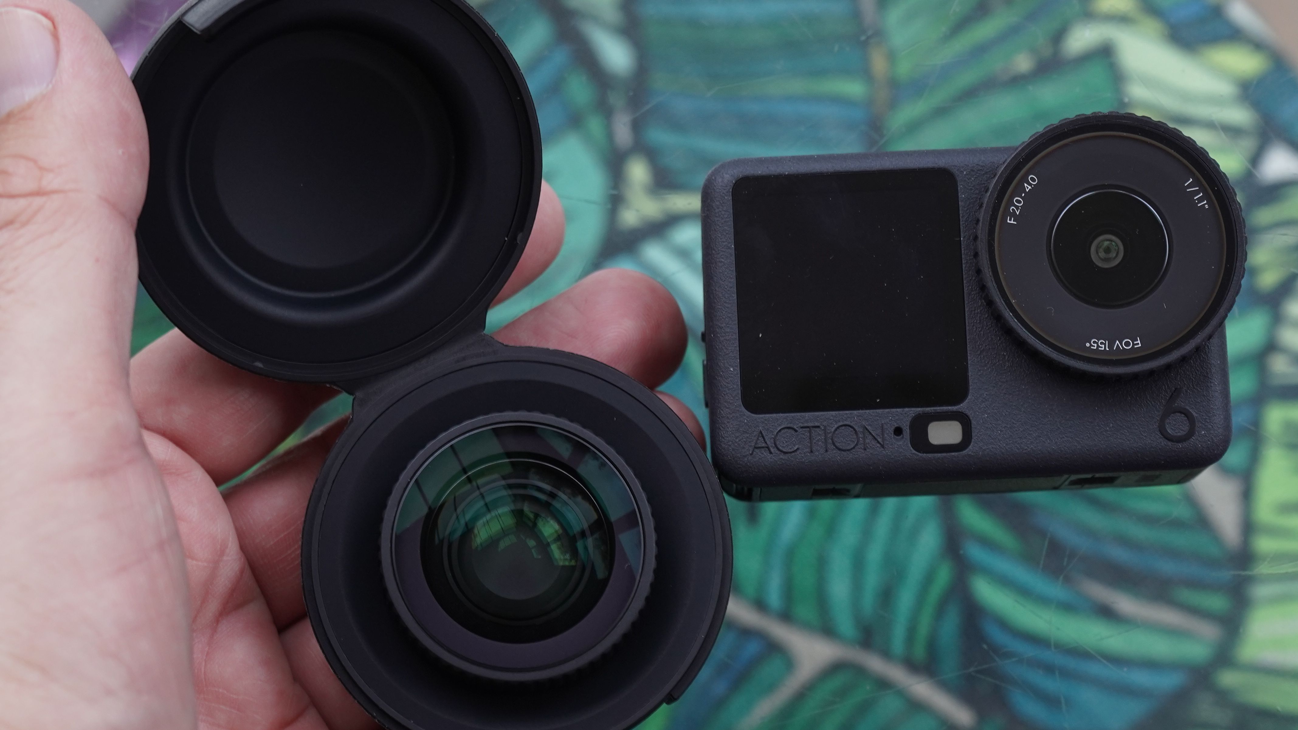 DJI Osmo Action 6 and FOV Boost Lens in case